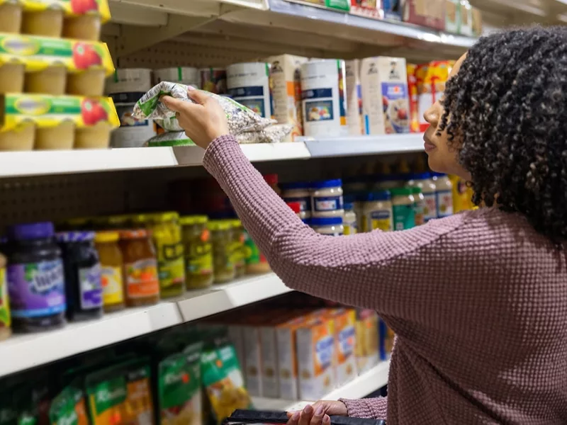 A customer buys groceries