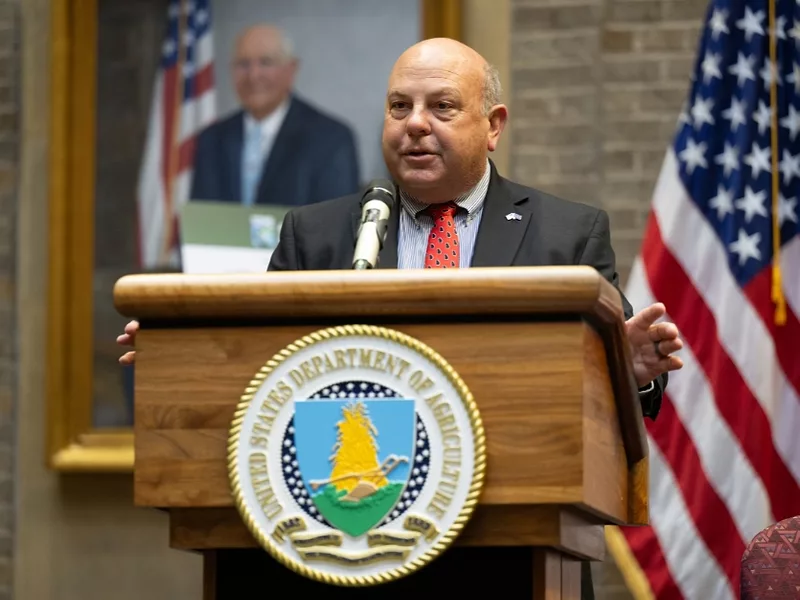 American Farm Bureau President Zippy Duvall speaks at the 2025 National Ag Day celebration in the USDA Whitten building (USDA photo).jpg