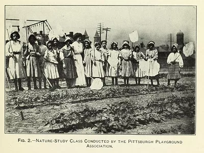 Sipe, Susan Bender (1912). Some Types of Children's Garden Work. U.S. Department of Agriculture. Office of Experiment Stations Bulletin, Number 252, Plate I.