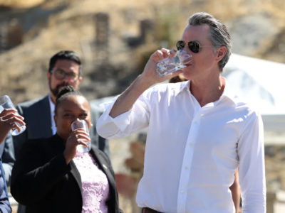 Newsom drinks water