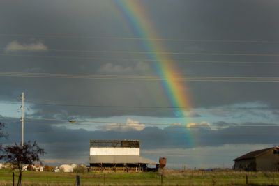 rainbow over a farm
