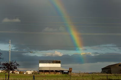 rainbow over a farm