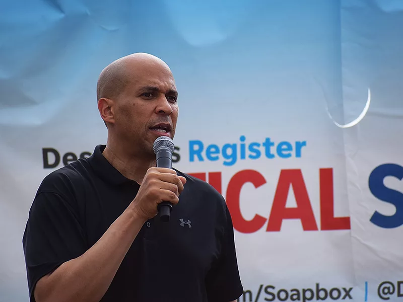 Corey Booker at ISF 2019 soapbox