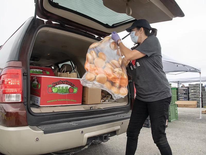 Loading food boxes during COVID