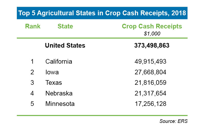 Top 5 Ag States Cash Receipts Chart