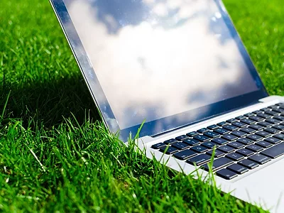 lap top in field