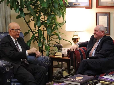 Senator Pat Roberts, R-Kan., and Agriculture Secretary Nominee Sonny Perdue
