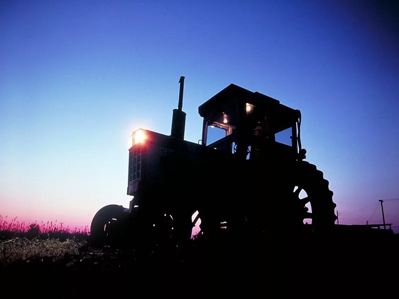 Tractor sunset