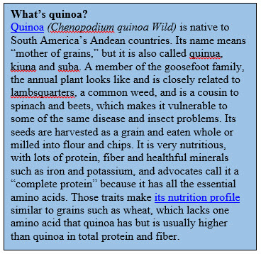 What's quinoa?