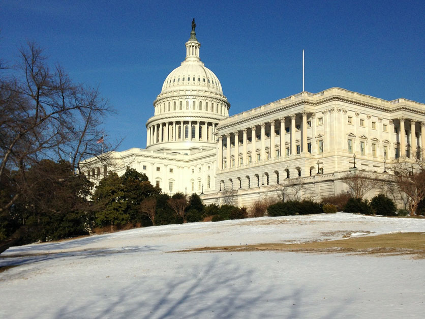 Capitol building with snow