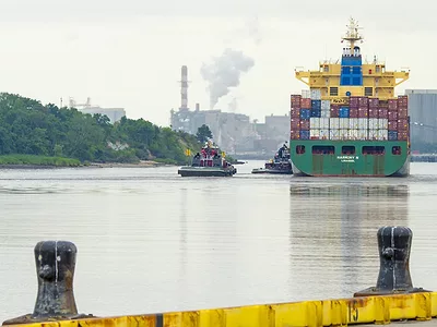 Shipping containers aboard a ship