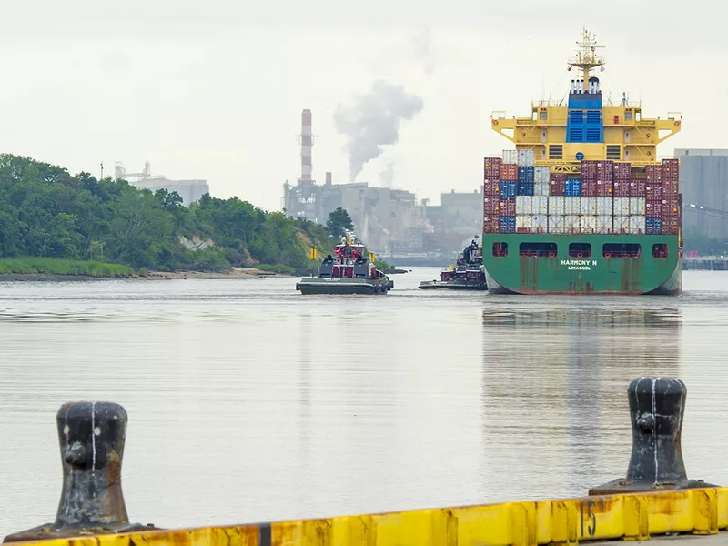 Shipping containers aboard a ship