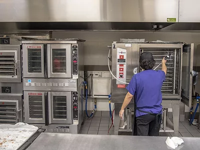School lunch kitchen