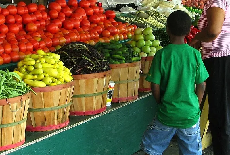 Market with boy