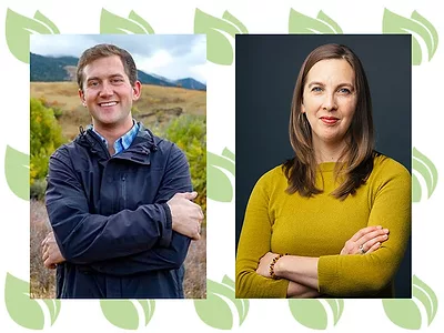 Britt Lundgren with Stonyfield Organic and Nathaniel Powell-Palm of Cold Springs Organics 